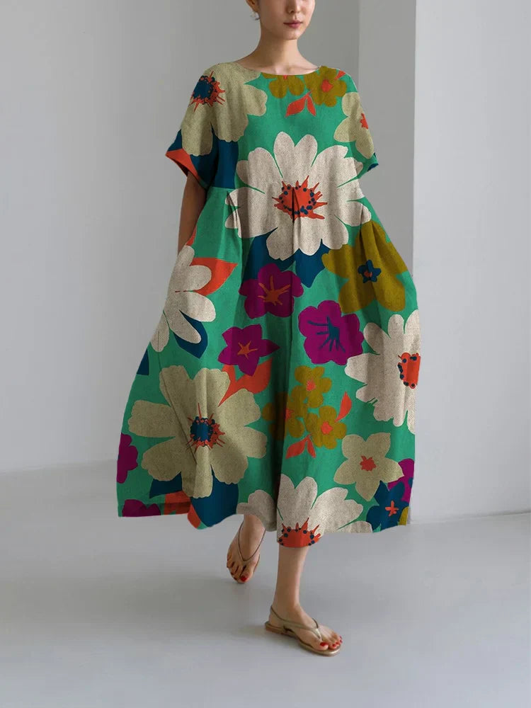 Vittoria | Midi floral dress with a bold style and light comfort for energetic days