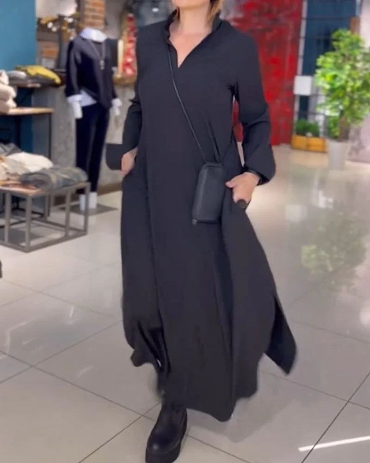 HELENA™ | LONG FLOWY DRESS WITH SIDE SLITS