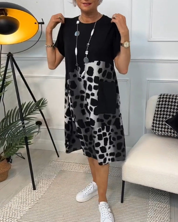 HELENE | Printed Round Neck Dress
