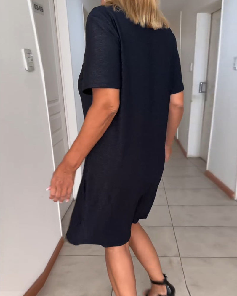 Jeanne | Twisted Dress with Short Sleeves and V-Neck