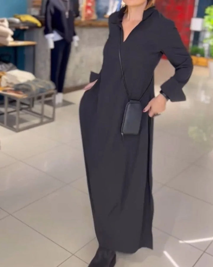 HELENA™ | LONG FLOWY DRESS WITH SIDE SLITS