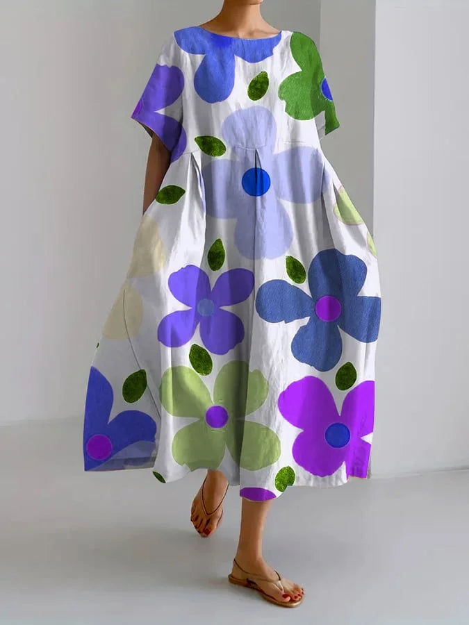 Eliana | Joyful Floral Midi Dress for Carefree Summer Days