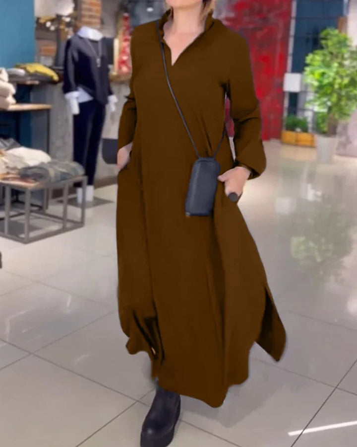 HELENA™ | LONG FLOWY DRESS WITH SIDE SLITS