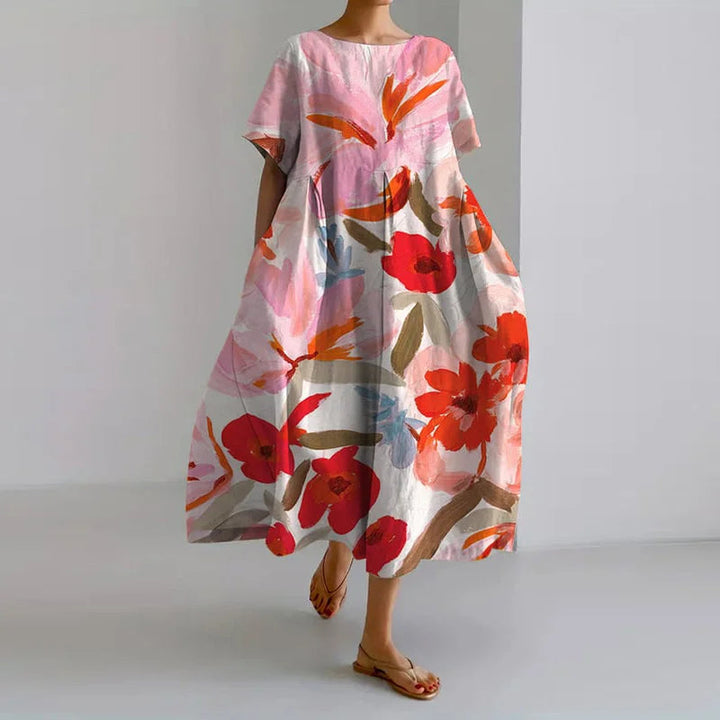 ISLA – FLORAL PRINT V-NECK DRESS