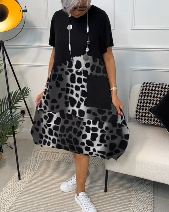 HELENE | Printed Round Neck Dress