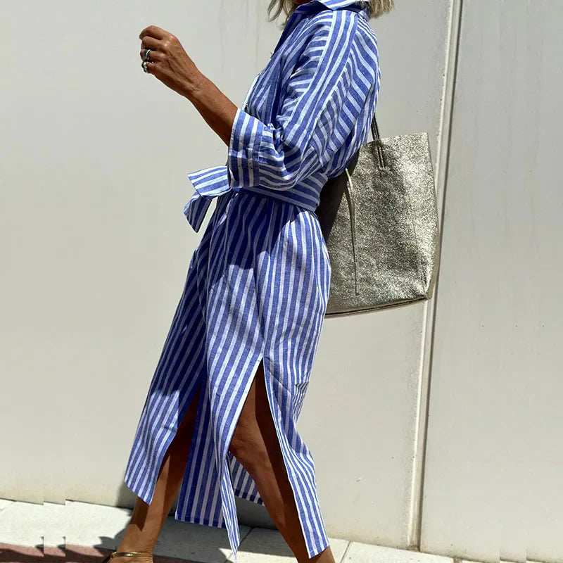 Elise | Classic Striped Shirt Dress
