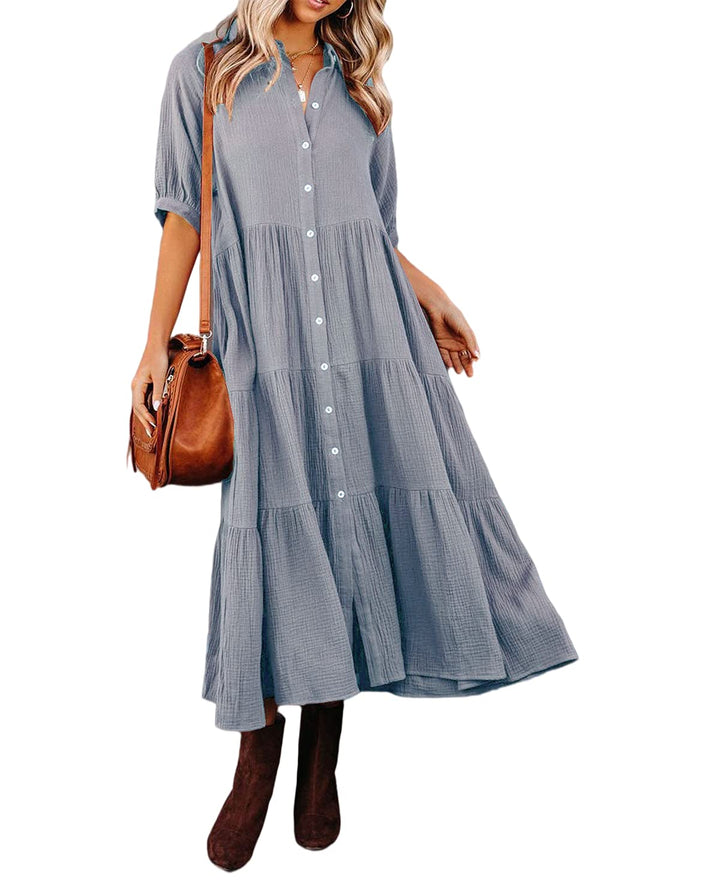 Elise | Luxurious Ruffled Shirt Dress