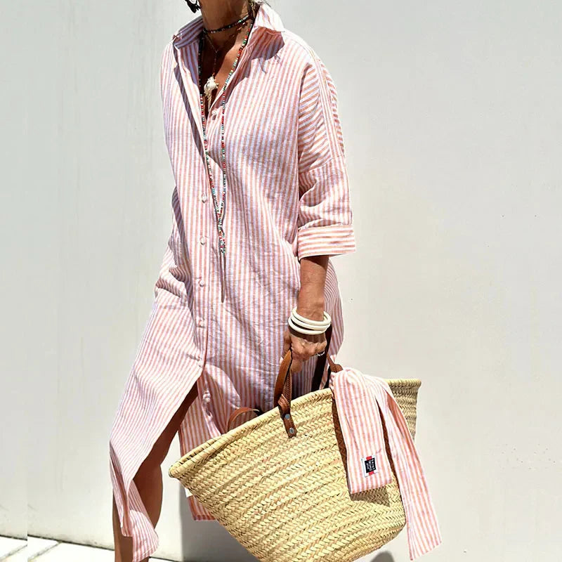 Elise | Classic Striped Shirt Dress
