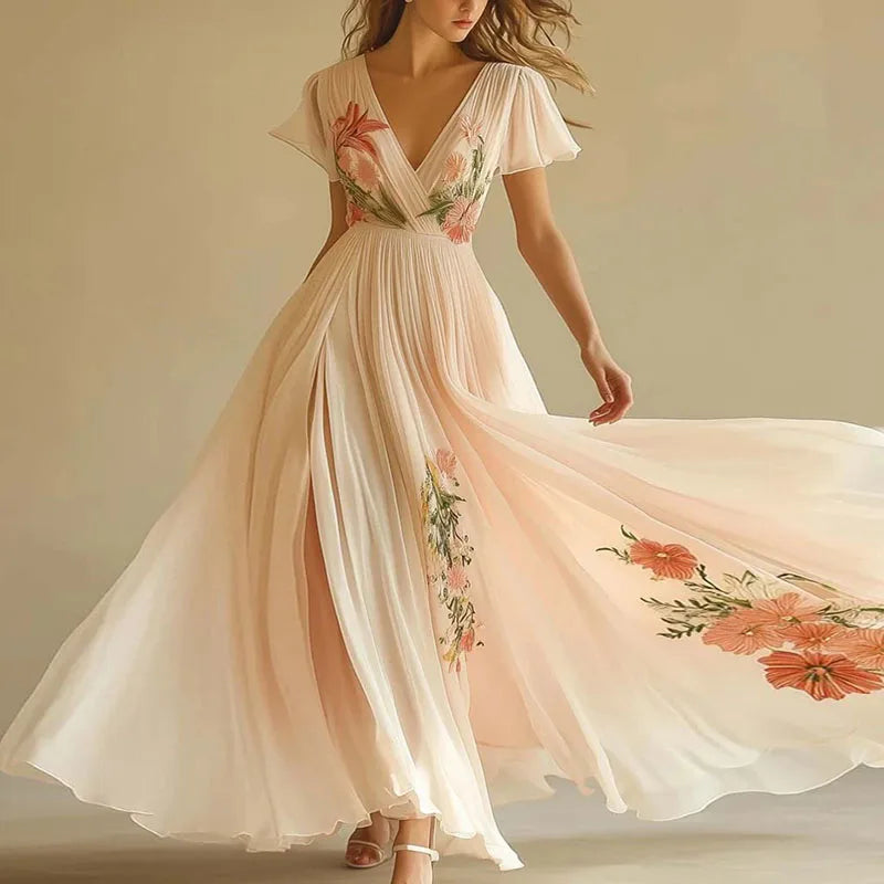 Amelia | Elegant party dresses with V-neckline and high waist