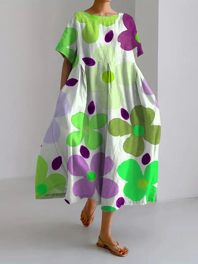 Eliana | Joyful Floral Midi Dress for Carefree Summer Days