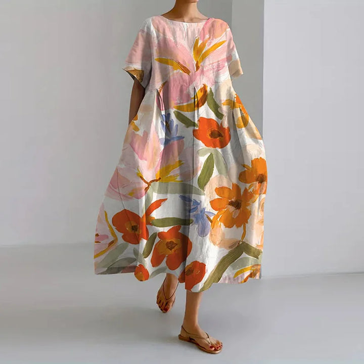 ISLA – FLORAL PRINT V-NECK DRESS