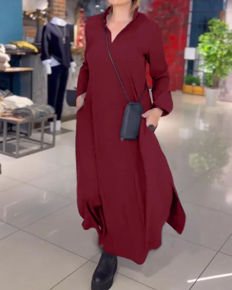 HELENA™ | LONG FLOWY DRESS WITH SIDE SLITS
