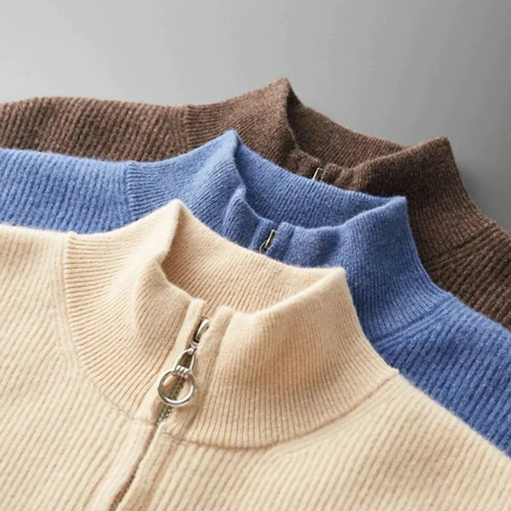 Renric | Minimalist Zip-Up Ribbed Sweater
