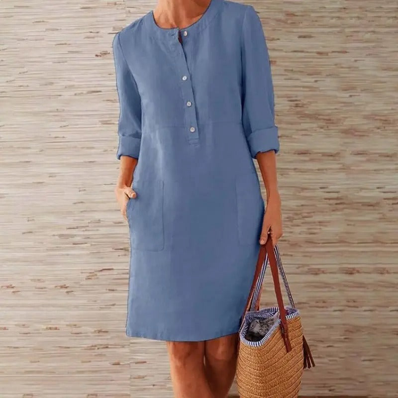 Elise | Long Sleeve Linen Dress
