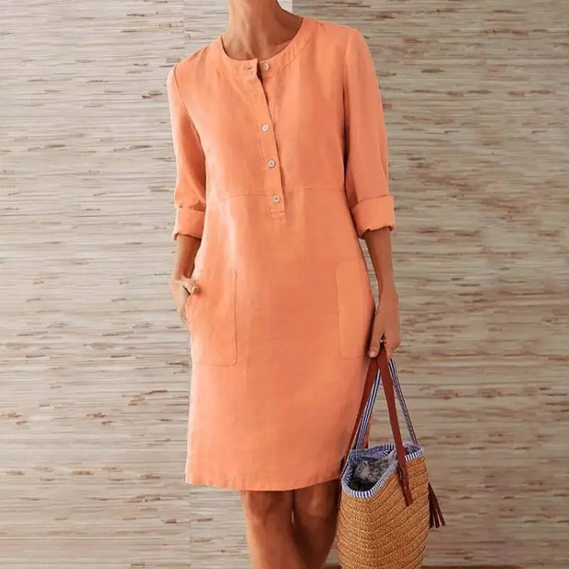 Elise | Long Sleeve Linen Dress