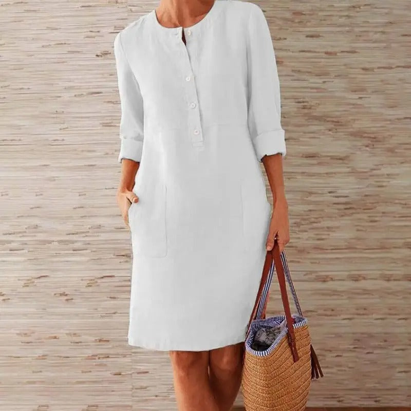 Elise | Long Sleeve Linen Dress