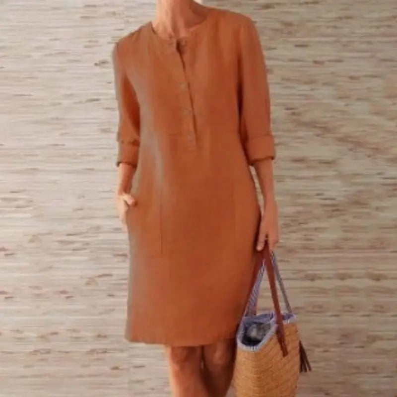 Elise | Long Sleeve Linen Dress