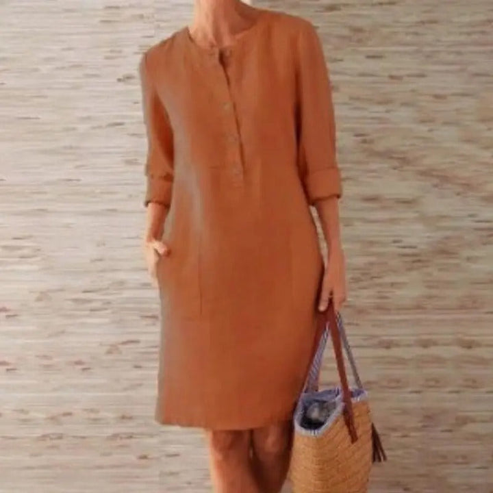 Elise | Long Sleeve Linen Dress