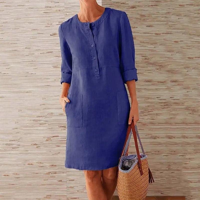 Elise | Long Sleeve Linen Dress